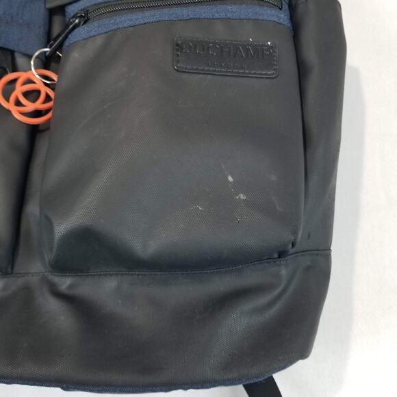 Duchamp London Backpack Navy Blue Black Two Tone Daypack Rucksack Zip Pockets - Picture 6 of 9